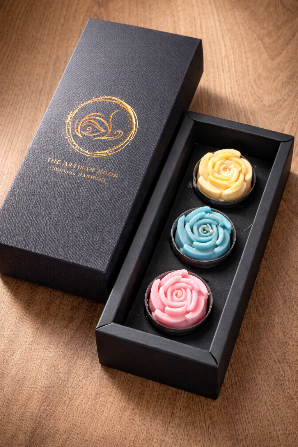 Multicolored Unscented Tealight Flower Candle (Set of 3)