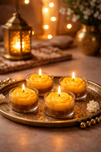 Multicolored Unscented Tealight Flower Candle (Set of 3)