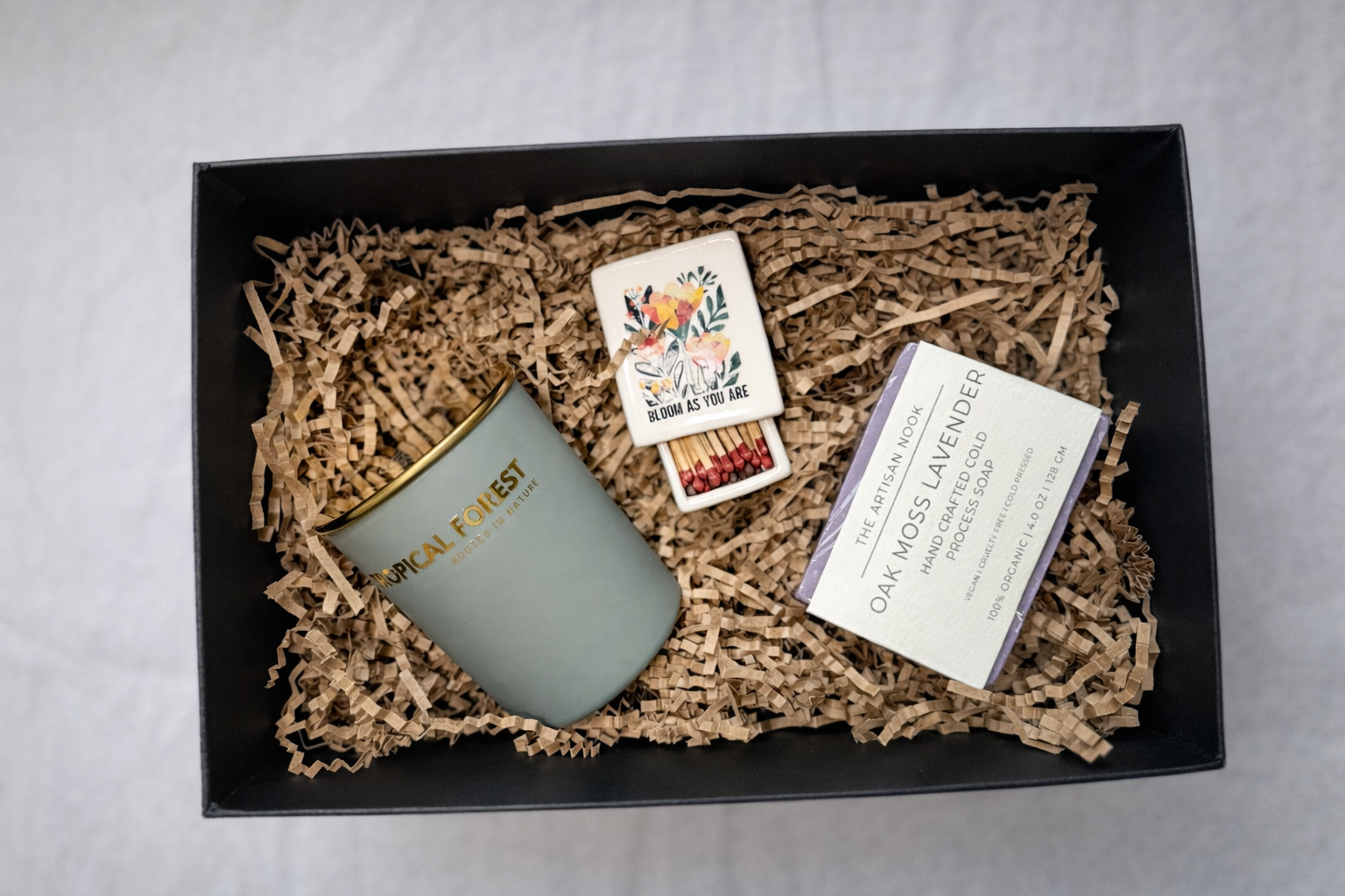 8 Oz Candle , Handmade Soap with Ceramic Matchbox Gift Box