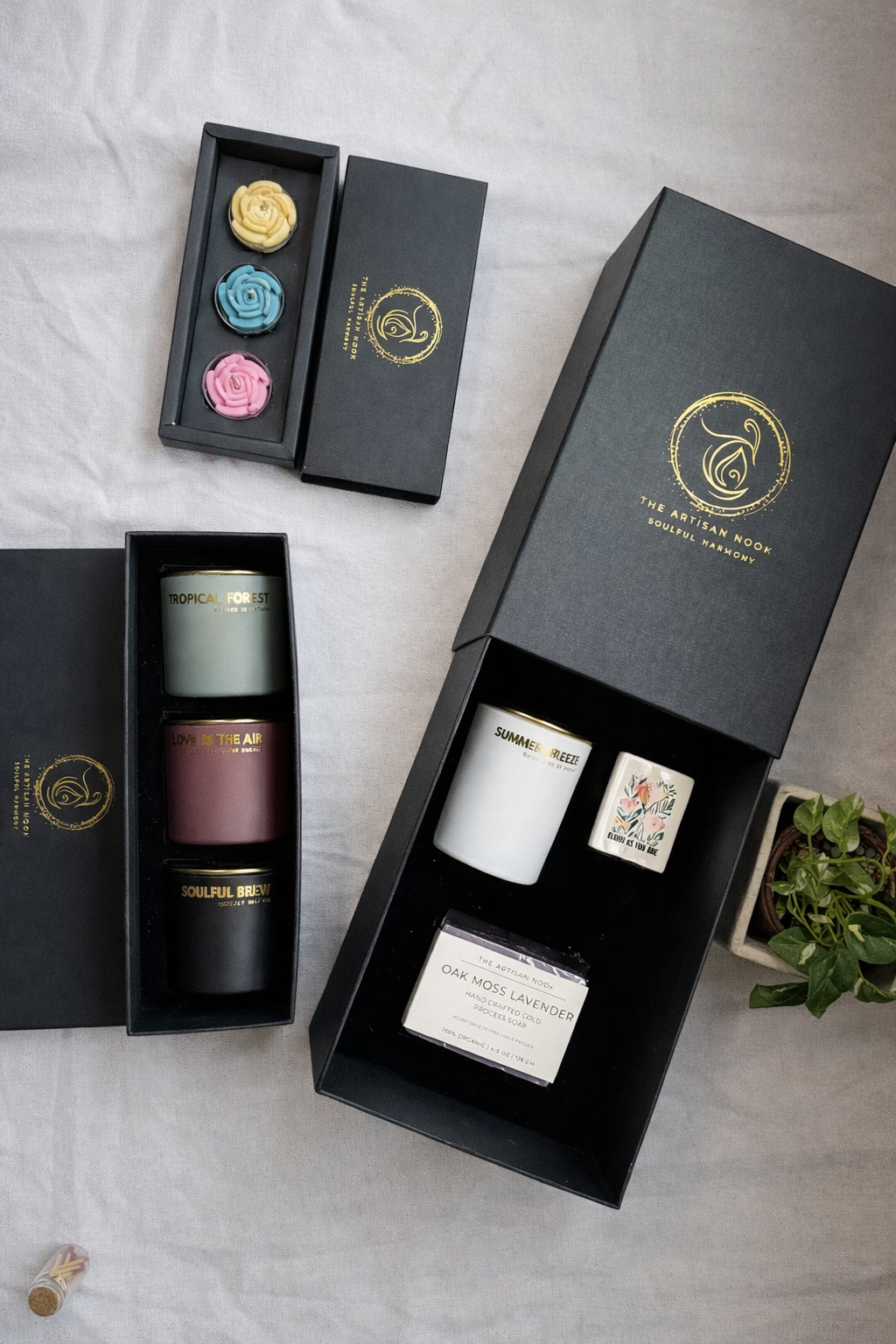 Set of 3 4oz Soy Coconut Apricot Wax Candle Giftbox